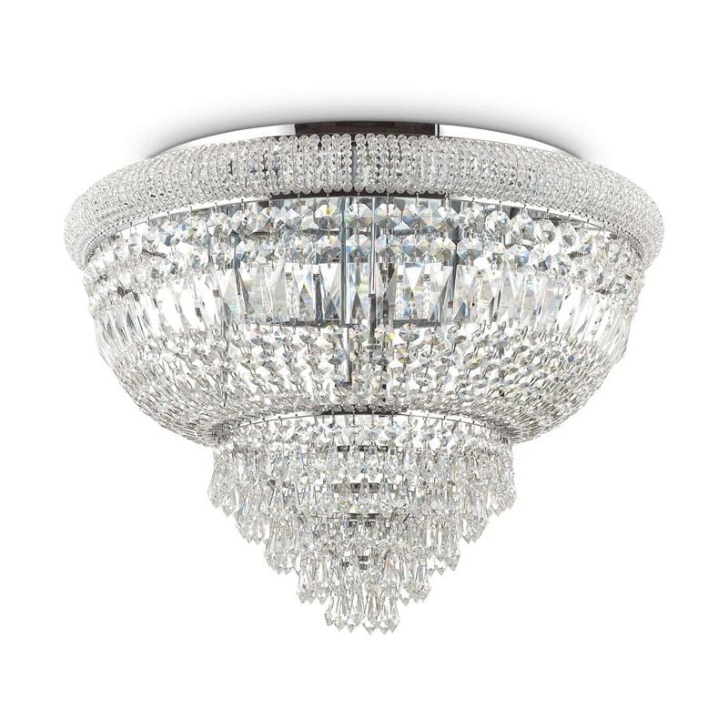 Ideal Lux - Plafoniera Classica Dubai Metallo-Cristallo Cromo 24 Luci E14