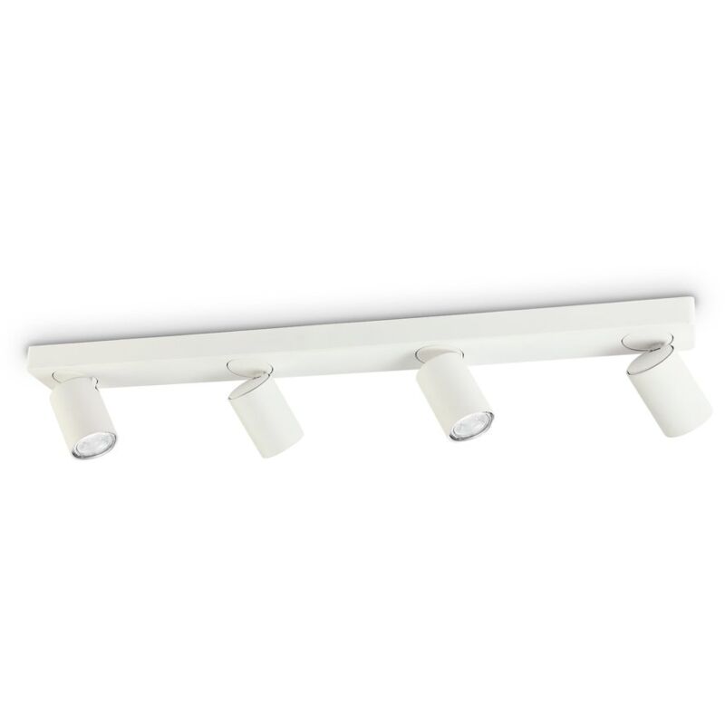 Plafoniera Moderna Rudy Metallo Bianco 4 Luci 7W 3000K Luce Calda