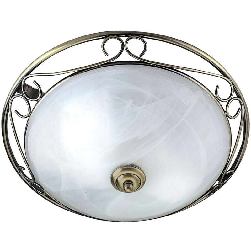 Searchlight - Plafoniera Contemporanea Weybridge Acciaio Ottone Vetro 1 Luce E14
