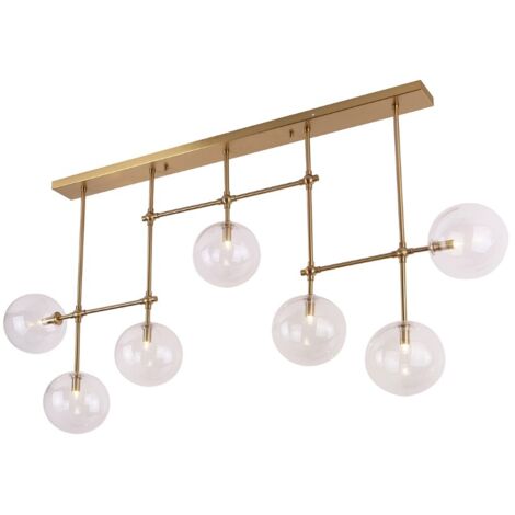 Lampada soffitto lineare ottone 7 sfere vetro G9 Maxlight