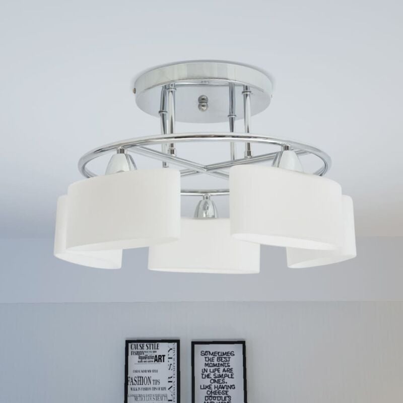 Lampada Soffitto Paralumi Elissoidi Vetro 5 Lampadine E14 200 w