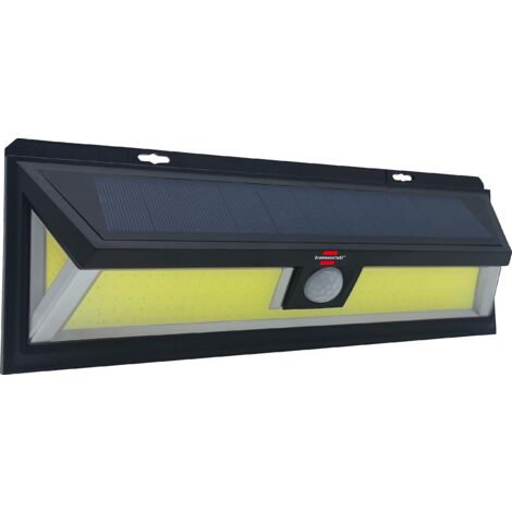 Lampada Solare a LED da Esterno Con Rilevatore di Movimento PIR 120°, BRENNENSTUHL, Luce da Parete Solare Compatta con Pannello Solare Integrato, COB LED luminoso 10W, 700 lm, IP 65, Nero