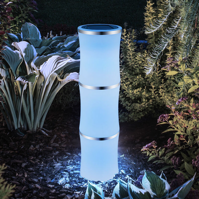 Image of Lampada solare a led decorazione da giardino lampada da giardino con picchetto da terra, rgb cambia colore, plastica bianco nero, DxH 10,5 x 40 cm