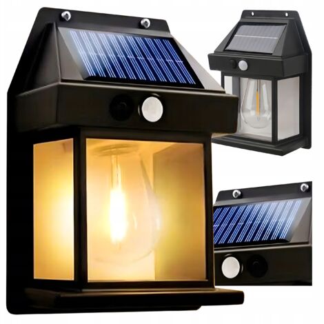 Lampada solare a LED per giardino, facciata, parete con sensore di movimento, 1W
