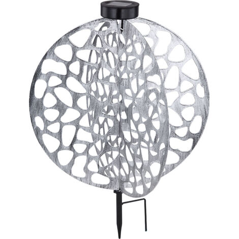 Lampada solare con picchetto da terra lampada da giardino orientale decorativa a luce solare in metallo per esterni, metallo, 1x LED bianco caldo, LxPxA 40x40x51 cm