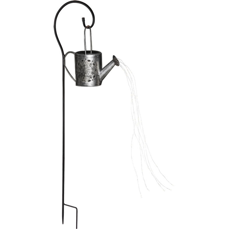 Image of Lampada solare con presa per annaffiatoio, lampada da giardino per esterni in annaffiatoio, design, lampada da presa, argento, 24 led bianco caldo, h