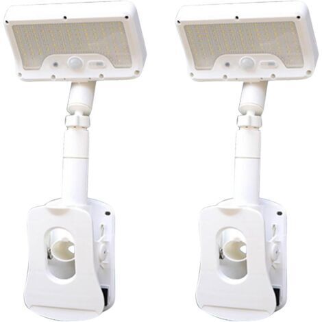 Lampada solare da esterno con supporto e sensore di movimento - ideale per patio, set da 2, bianca