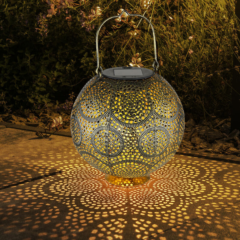 Image of Lampada solare da esterno luce solare orientale lanterna solare a led decorazione da giardino per esterni, effetto luce appesa in piedi, led bianco