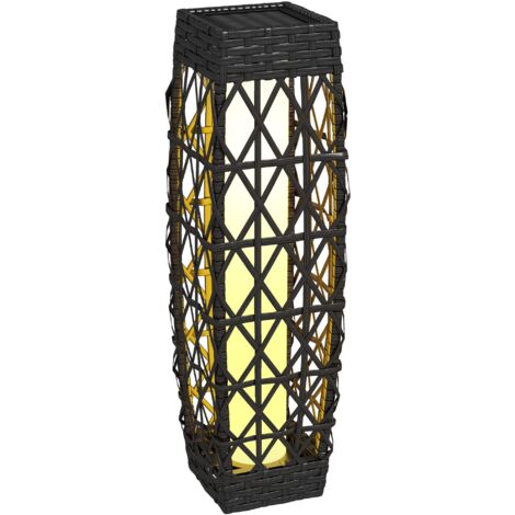 Lampada Solare da Giardino 20x20x68 cm con Illuminazione LED in Acciaio e Rattan PE Grigio