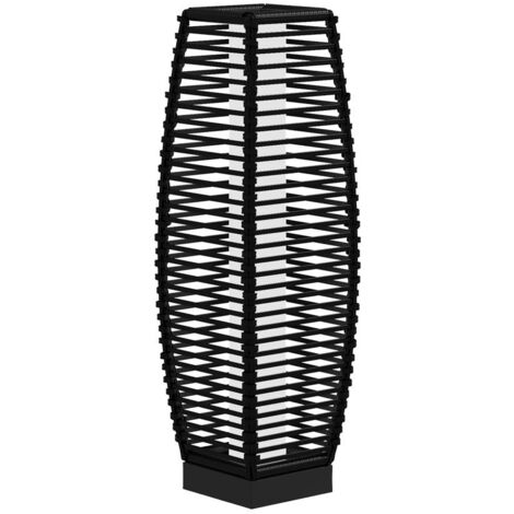 LAMPADA SOLARE DA GIARDINO CON PANNELLO DI RICARICA. IN ACCIAIO E RATTAN. 20X20X68 CM. NERO