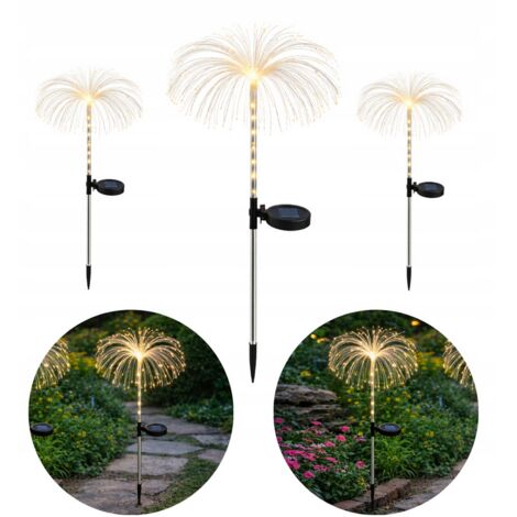 Lampada solare da giardino decorativa a forma di medusa, con luce LED bianca calda.