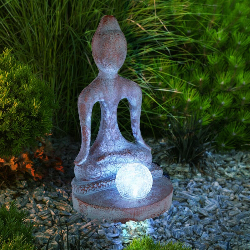 Image of Lampada solare da giardino decorazione da giardino figura Buddha Feng Shui decorazione da giardino resistente alle intemperie, plastica vetro