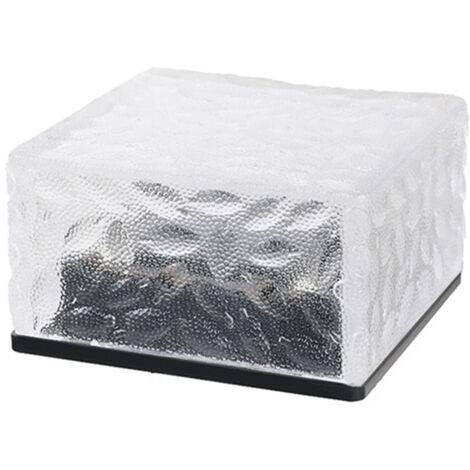 Lampada solare da terra a forma di mattone di ghiaccio Interruttore di controllo automatico Lampada da esterno impermeabile con batteria Bianca