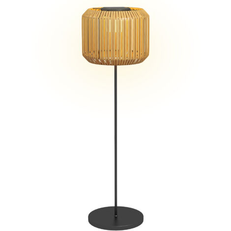 Lampada solare in rattan, luce da vialetto con luce bianca calda, luce da giardino a LED impermeabile con sensore di luce, lampada da terra per giardino e prato, acciaio