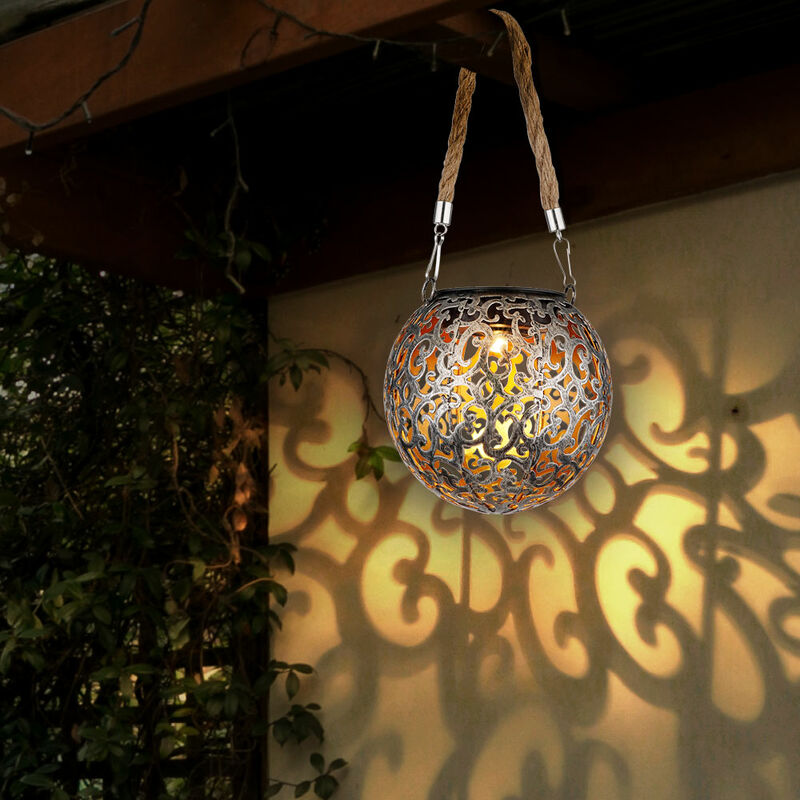 Image of Lampada solare lampada a sospensione decorazione da giardino led giardino rotondo lampada da tavolo lampada a sospensione da esterno con design a