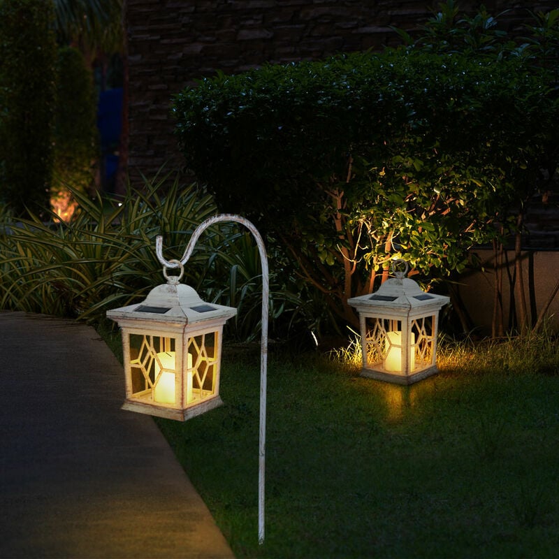 Image of Lampada solare, lampada da esterno, lampada plug-in, lanterna, segnapasso, giardino, batteria ricaricabile IP44, vetro bianco, trasparente color oro,