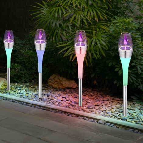 Set 4 Faretti Solari da Giardino 17x10x48,3 cm a LED Nero