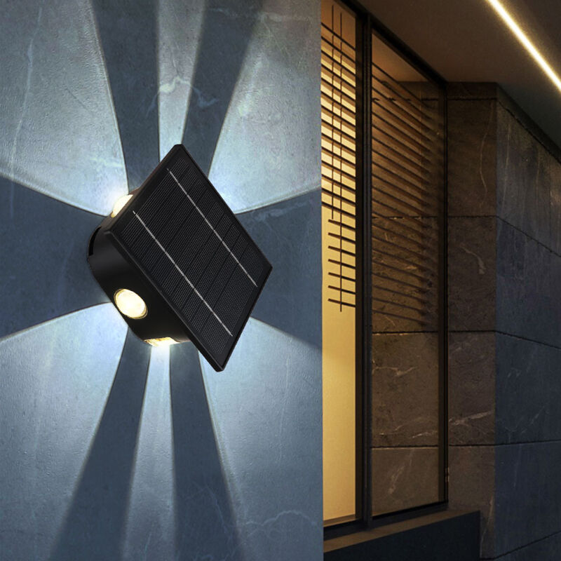 Image of Lampada solare nera luce esterna, lampada da giardino quadrata casa parete resistente alle intemperie, 1x LED 60lm 3000/6000K, LxLxA 13,1x7x13,1 cm