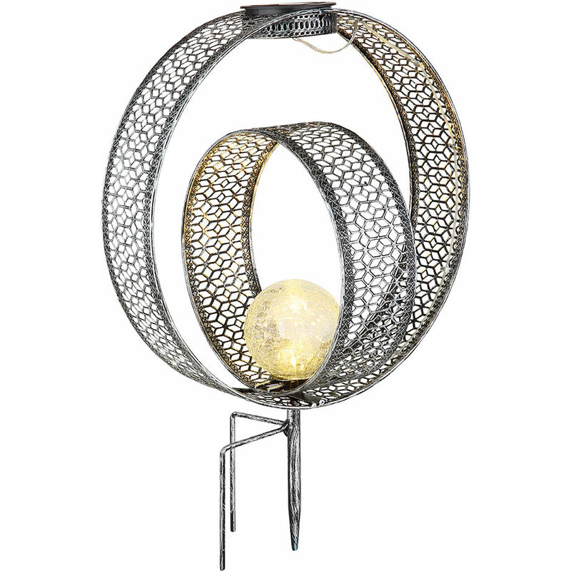 Image of Lampada solare oriental ball luce decorativa giardino solare lampada solare metallo per esterno, vetro craquelé, picchetto, 1x led 0.06W bianco
