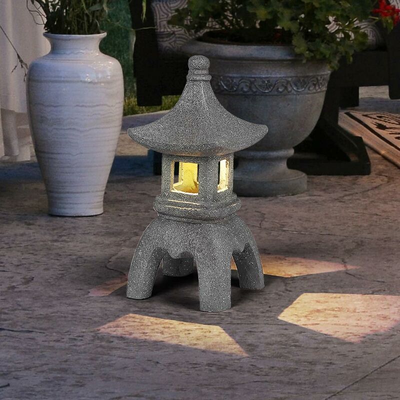 Image of Lampada solare pagoda decorazione del giardino figure di luce solare lampada solare per esterni lampada, batteria resistente alle intemperie, grigio,