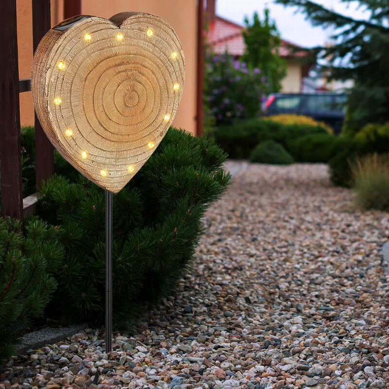 Image of Lampada solare per esterni, illuminazione da giardino, stile casa di campagna, a forma di cuore, marrone nero, 13x led 3000 k, LxPxA 19x9,5x50 cm