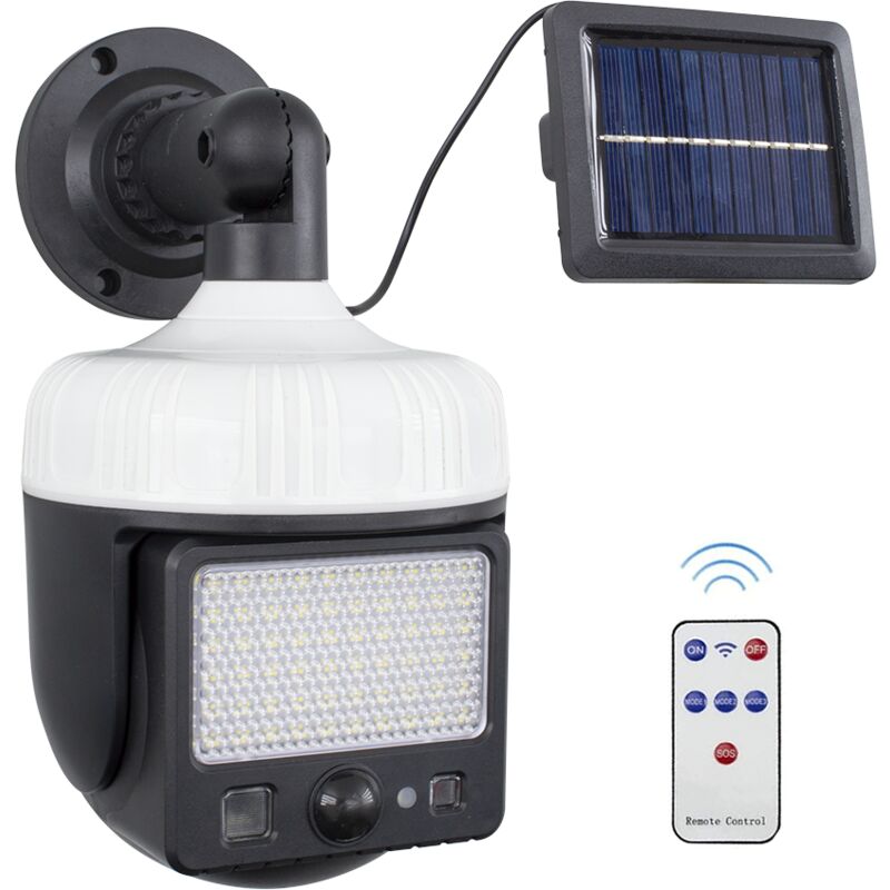 Image of Mediawave Store - Lampada Solare Ricaricabile Pannello Solare Sensore di Movimento e Telecomando