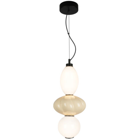 Lampada sospensione Art Déco ceramica beige LED 18W Tordi Italux