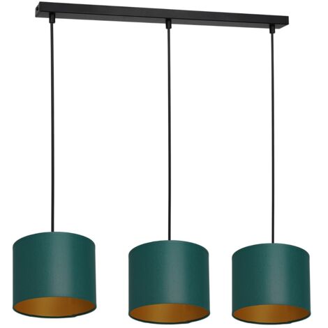Lampada sospensione barra nera 3 verdi oro Arden Luminex