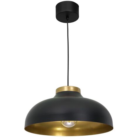 Lampada sospensione Basca nera oro Ø40 E27 Luminex