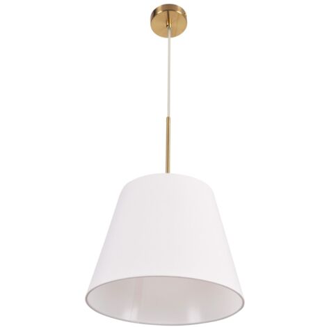 Lampada sospensione bianco oro cono E27 20W Polux Elena
