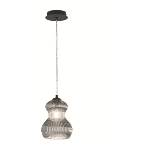 Lampada sospensione D16 cm in vetro soffiato Fume' - MADAGASCAR Mod2