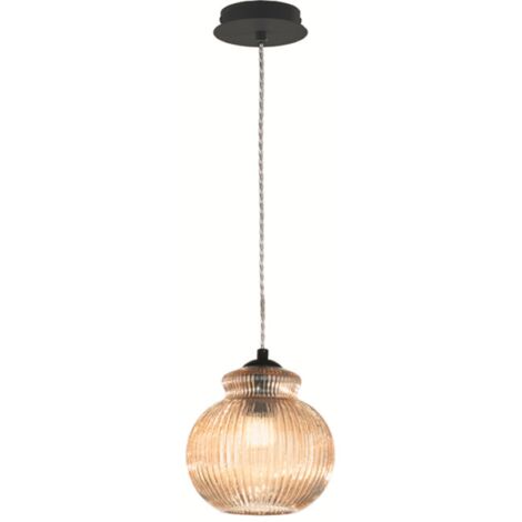 Lampada sospensione D18 cm in vetro soffiato Ambra - MADAGASCAR Mod1