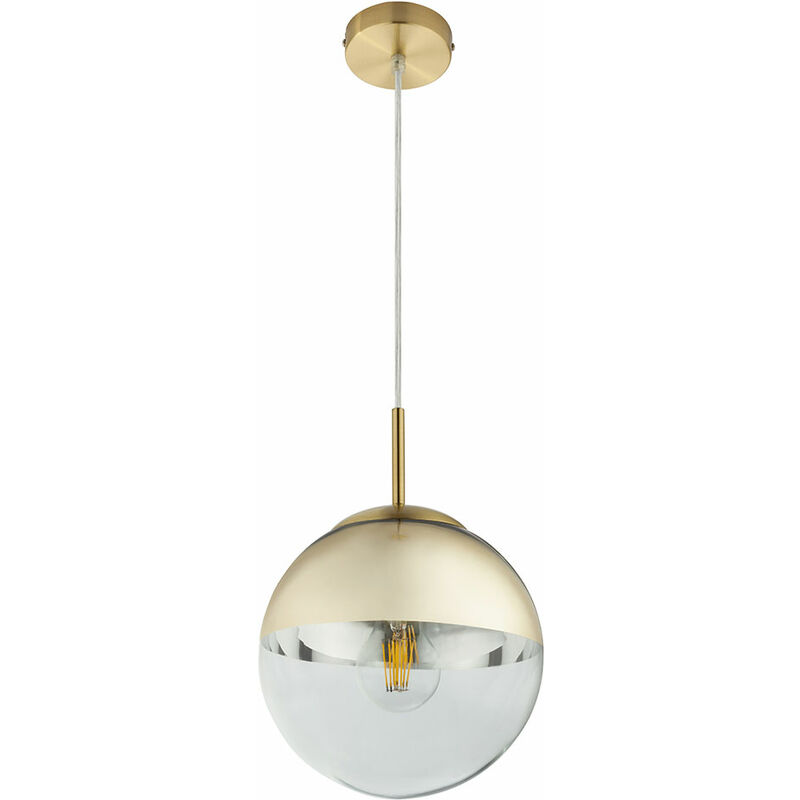 Image of Lampada a sospensione a soffitto di design a sfera, lampada a pendolo in vetro per soggiorno, oro in un set che include lampadine a led