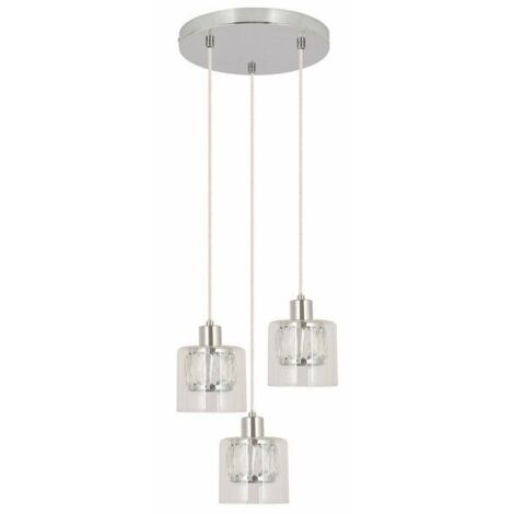 Lampada sospensione Elmo cromo 3 vetri E14 40W Reality