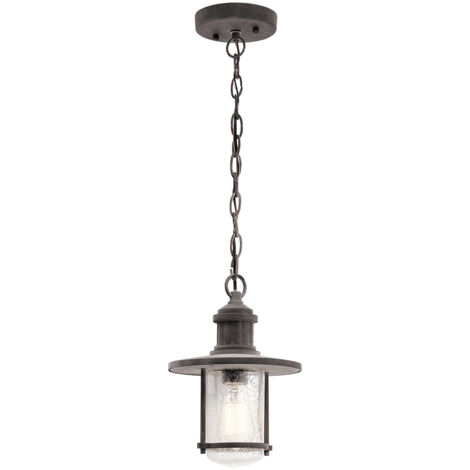 Lampada sospensione esterna retro zinco E27 60W Riverwood