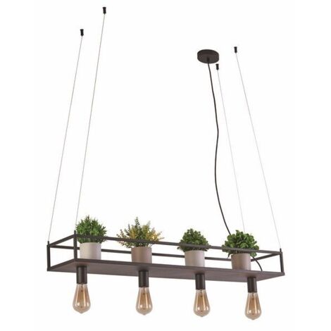 Lampada sospensione Fiore mensola piante 4xE27 nera