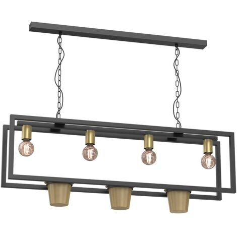 Lampada sospensione Flores nero/oro 4xE27 110cm Luminex