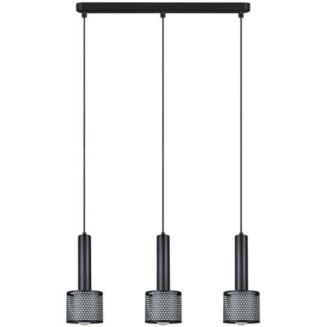 Lampada sospensione industriale nera 50cm 3xE27 AMO
