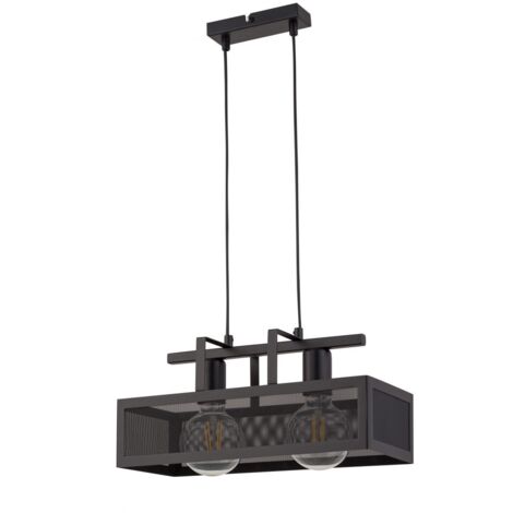 Lampada sospensione industriale nera Albert 2xE27 Sigma