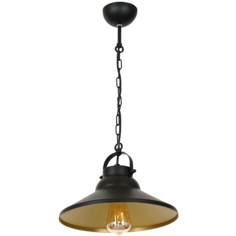 Lampada sospensione industriale nera oro catena E27 Luminex