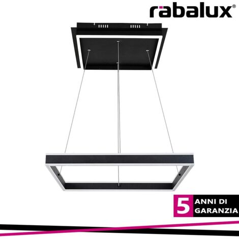 Lampada sospensione LED 60W nera opaca Quadro Rabalux