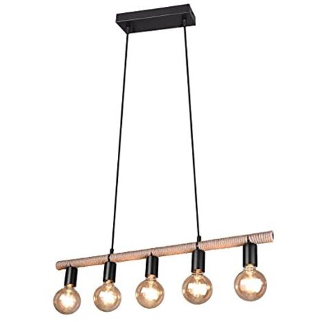 Lampada Sospensione Led Barra Metallo con Corda 5 Luci Einar GD Trio