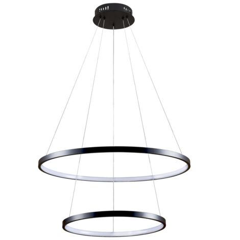 Lampada sospensione LED nera 2 anelli 35W 4000K Polux