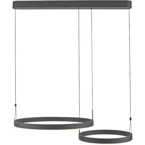 Lampada sospensione LED nera 2 anelli con telecomando 41W