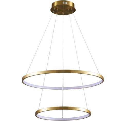 Lampada sospensione LED Polux Lea doppio anello oro 35W