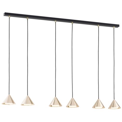 Lampada sospensione lineare ELIT Emibig nera oro 6xGX53