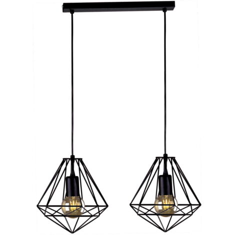 Lampada sospensione loft nera metallo 2xE27 Kaja Marko