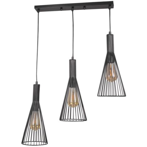Lampada sospensione loft TIANA nera barra 3xE27 Polux