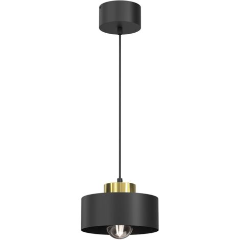 Lampada sospensione Marti nero opaco oro E27 Luminex