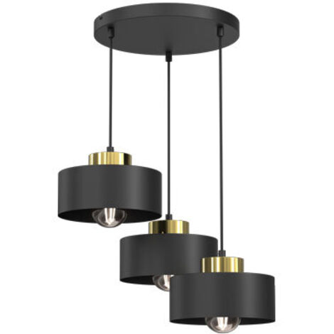 Lampada sospensione Marti tonda nera oro 3xE27 Luminex